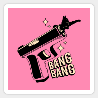 Bang Bang Black Cat in pink Magnet